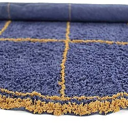Rund Teppich - Lana Natural Cotton Shaggy (blau/gelb)