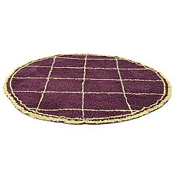 Rund Teppich - Lana Natural Cotton Shaggy (bordeaux/gelb)