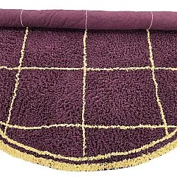 Rund Teppich - Lana Natural Cotton Shaggy (bordeaux/gelb)