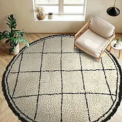 Rund Teppich - Lana Natural Cotton Shaggy (creme/dunkelgrau)