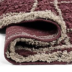 Rund Teppich - Lana Natural Cotton Shaggy (taupe/rot)