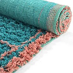 Hochflorteppiche - Lana Natural Cotton Shaggy (türkis/rosa)