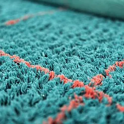 Rund Teppich - Lana Natural Cotton Shaggy (türkis/rosa)