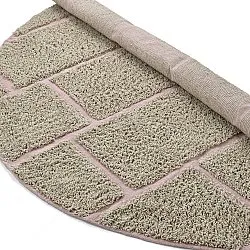 Runde Teppiche - Lindley Natural Cotton Shaggy (beige/rosa)