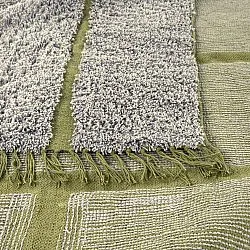 Hochflorteppiche - Lindley Natural Cotton Shaggy (greige/grün)
