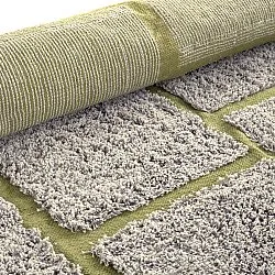 Hochflorteppiche - Lindley Natural Cotton Shaggy (greige/grün)