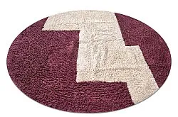 Runde Teppiche - Ricco Natural Cotton Shaggy (offwhite/Burgund)