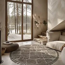 Runde Teppiche - Salem Natural Cotton Shaggy (taupe)