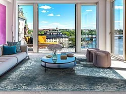 Wilton-Teppich - Santi (blau/beige)
