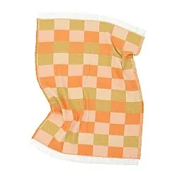 Decken - Wolldecke im Mischgewebe - Audrey Check (beige/gelb/orange)