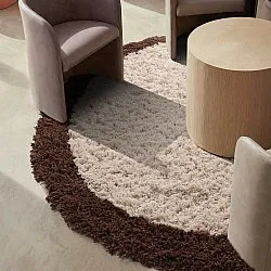 Rund Teppich - Sagres Natural Cotton Shaggy (offwhite/braun)