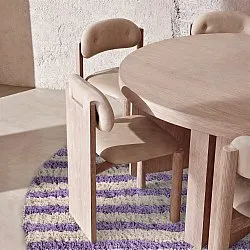 Rund Teppich - Thira Stripe Cotton Shaggy (creme/hellviolett)