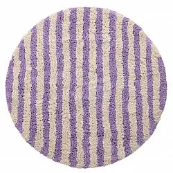 Rund Teppich - Thira Stripe Cotton Shaggy (creme/hellviolett)