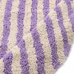 Rund Teppich - Thira Stripe Cotton Shaggy (creme/hellviolett)