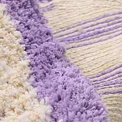 Rund Teppich - Thira Stripe Cotton Shaggy (creme/hellviolett)