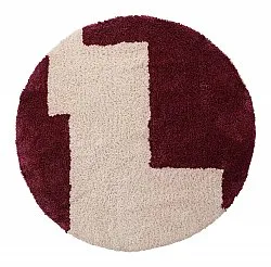 Rund Teppich - Begur Natural Cotton Shaggy (offwhite/burgunder)