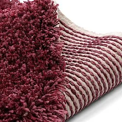 Rund Teppich - Begur Natural Cotton Shaggy (offwhite/burgunder)