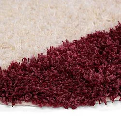 Rund Teppich - Begur Natural Cotton Shaggy (offwhite/burgunder)