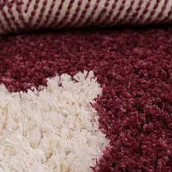 Rund Teppich - Begur Natural Cotton Shaggy (offwhite/burgunder)