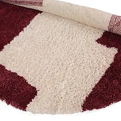 Rund Teppich - Begur Natural Cotton Shaggy (offwhite/burgunder)