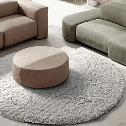 Rund Teppich - Combarro Solid Cotton Shaggy (creme)
