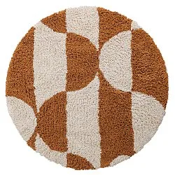 Rund Teppich - Kalymnos Natural Cotton Shaggy (offwhite/ocker)