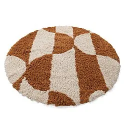 Rund Teppich - Kalymnos Natural Cotton Shaggy (offwhite/ocker)
