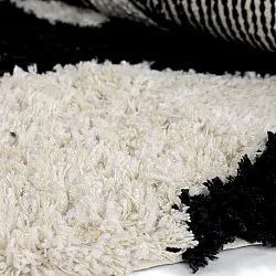 Rund Teppich - Marvao Natural Cotton Shaggy (offwhite/schwarz)