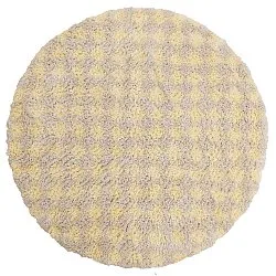 Rund Teppich - Methoni Check Cotton Shaggy (creme/hellgelb)