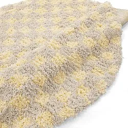 Rund Teppich - Methoni Check Cotton Shaggy (creme/hellgelb)