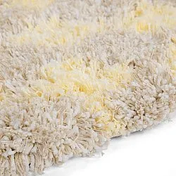 Rund Teppich - Methoni Check Cotton Shaggy (creme/hellgelb)