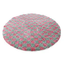 Rund Teppich - Methoni Check Cotton Shaggy (hellblau/hellrosa)