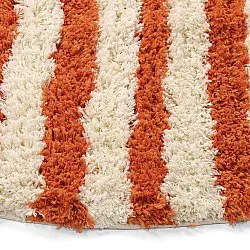 Rund Teppich - Thira Stripe Cotton Shaggy (hellgelb/hellorange)