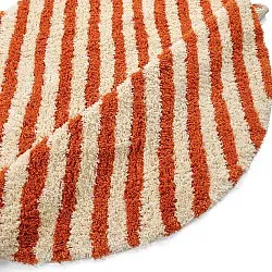 Rund Teppich - Thira Stripe Cotton Shaggy (hellgelb/hellorange)