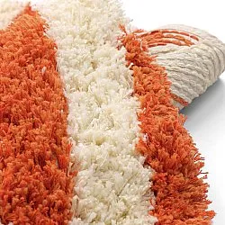 Rund Teppich - Thira Stripe Cotton Shaggy (hellgelb/hellorange)