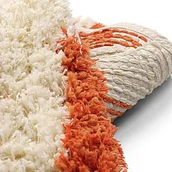 Rund Teppich - Thira Stripe Cotton Shaggy (hellgelb/hellorange)