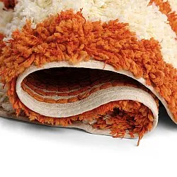 Rund Teppich - Thira Stripe Cotton Shaggy (hellgelb/hellorange)