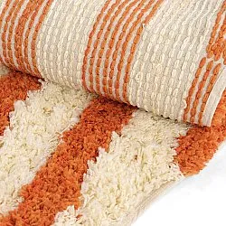 Rund Teppich - Thira Stripe Cotton Shaggy (hellgelb/hellorange)