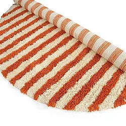 Rund Teppich - Thira Stripe Cotton Shaggy (hellgelb/hellorange)