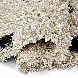 Rund Teppich - Soria Natural Cotton Shaggy (offwhite/schwarz)