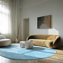 Runde Teppiche - Aranga Super Soft Fur (hellblau)