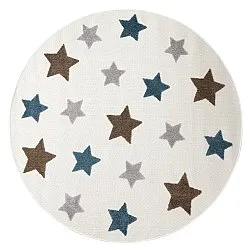 Runder Kinderteppich - Stars (creme/mehrfarbig)