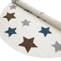 Runder Kinderteppich - Stars (creme/mehrfarbig)