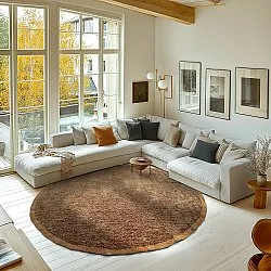 Rund Teppich - Celina Natural Cotton Shaggy (braun/orange)