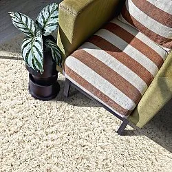 Rund Teppich - Fassale Hand Woven Wool Shaggy (weiß)
