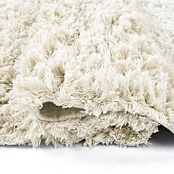 Rund Teppich - Fassale Hand Woven Wool Shaggy (weiß)