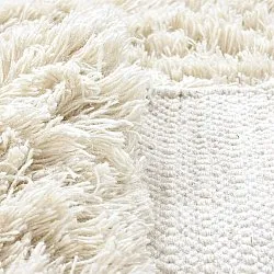 Rund Teppich - Fassale Hand Woven Wool Shaggy (weiß)