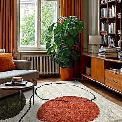 Hochflorteppiche - Sanghar (weiß/orange/grün)