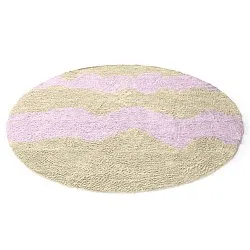 Rund Teppich - Amira Natural Cotton Shaggy (beige/lila)