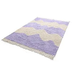 Hochflorteppiche - Amira Natural Cotton Shaggy (lila/beige)